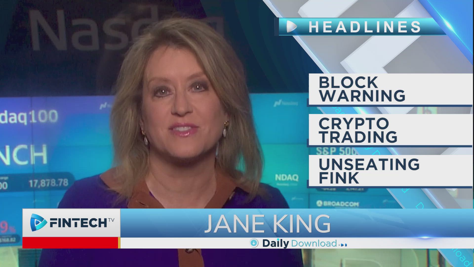 Block warning, Crypto trading, Unseating Fink