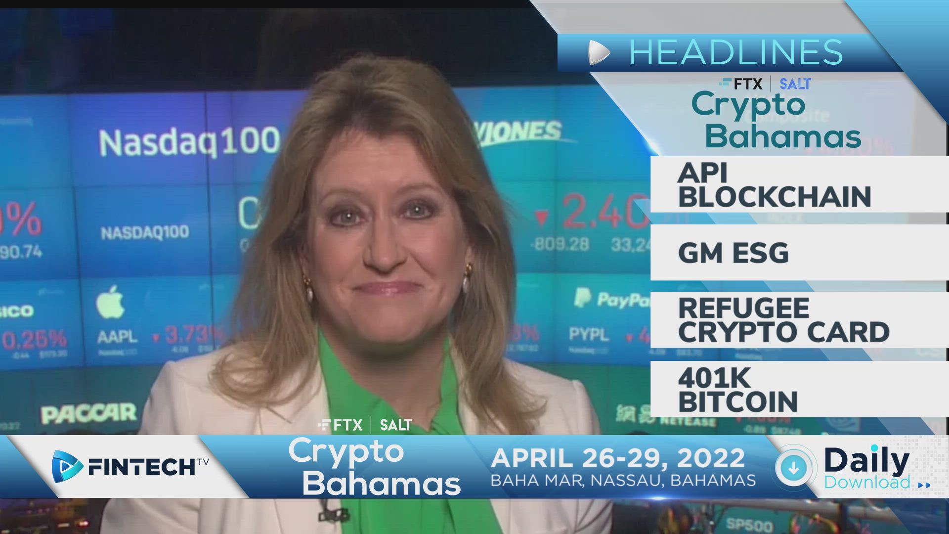 Highlights from Crypto Bahamas, Blockchain for Energy, GM Electric Vehicle, Binance Launching Refugee Crypto, Fidelity 401K BTC