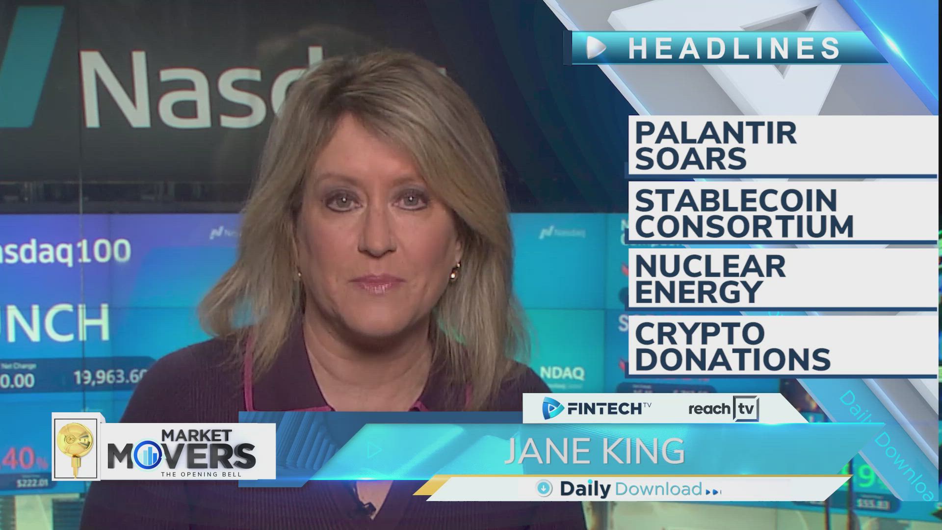Palantir soars, Stablecoin consortium, Nuclear energy, Crypto donations