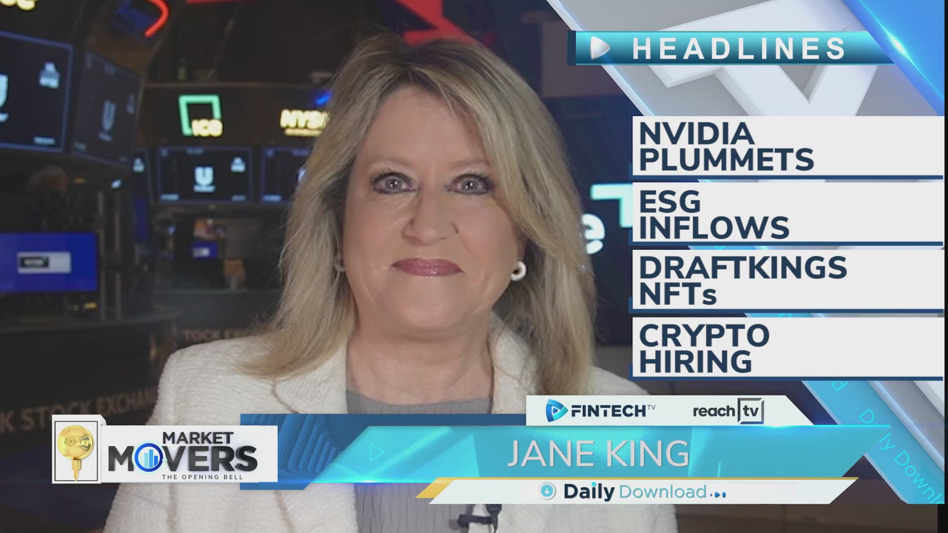 Nvidia plummets, ESG inflows, Draftkings NFTs, Crypto hiring